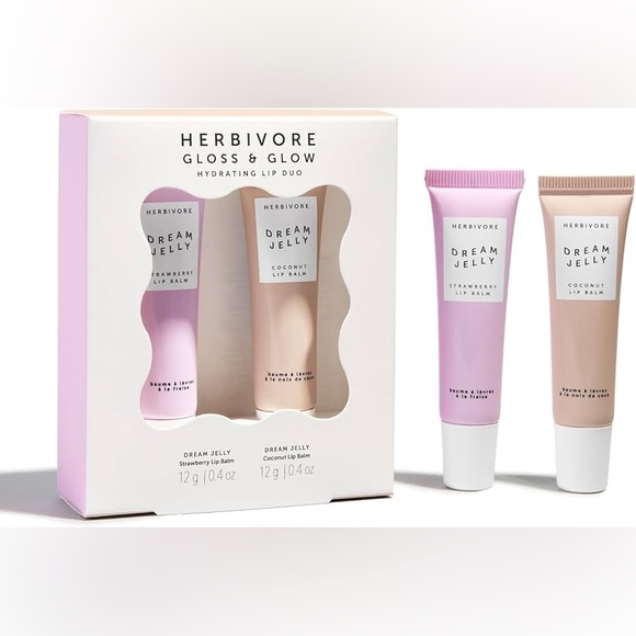 HERBIVORE GLOSS&GLOW Dream Jelly Hydrating Lip Duo Strawberry+Coconut F/S NIB! - Picture 1 of 7